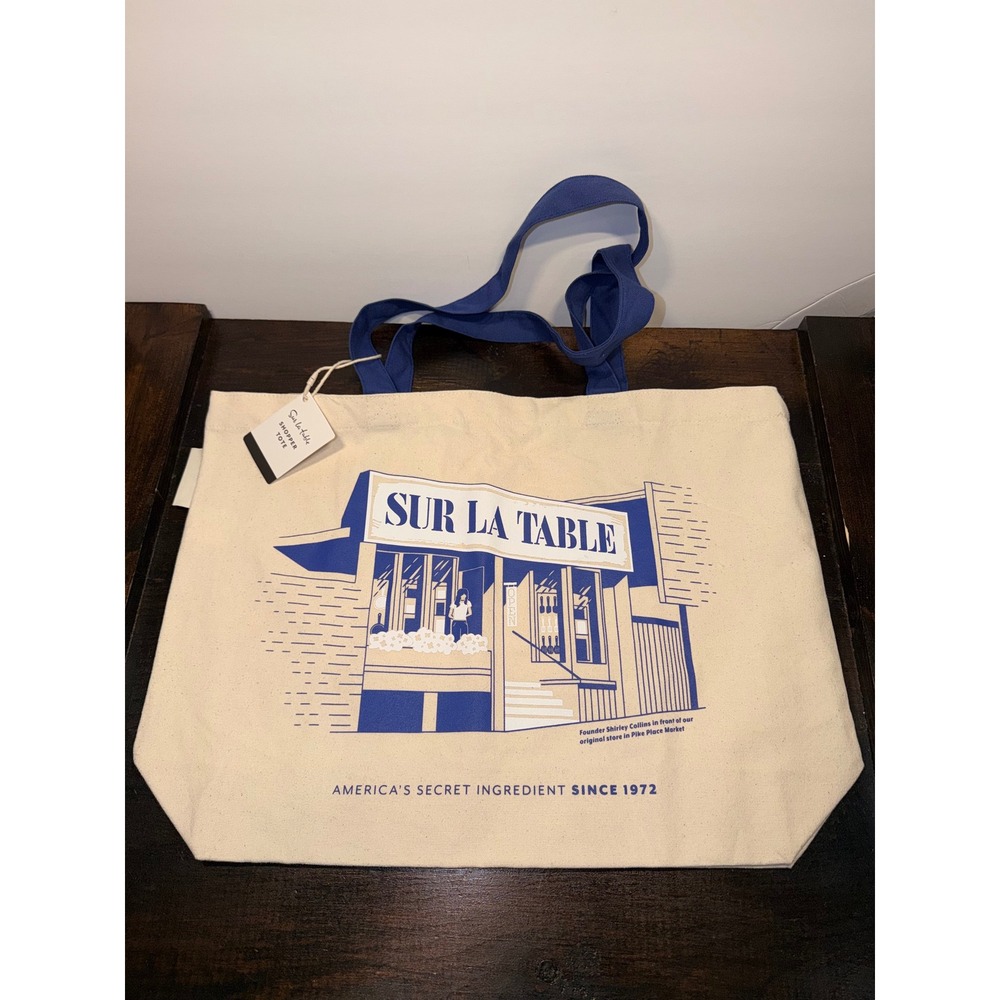 Sur La Table Heritage Canvas Shopper Tote Pike Place Market Seattle Graphic Bag